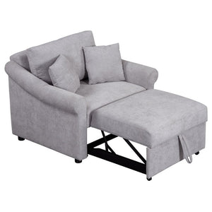 English Elm Chenille Convertible Sleeper Chair Adjustable Backrest Pull Out Single Bed Studio BS701P468429E