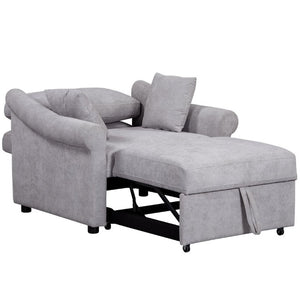 English Elm Chenille Convertible Sleeper Chair Adjustable Backrest Pull Out Single Bed Studio BS701P468429E