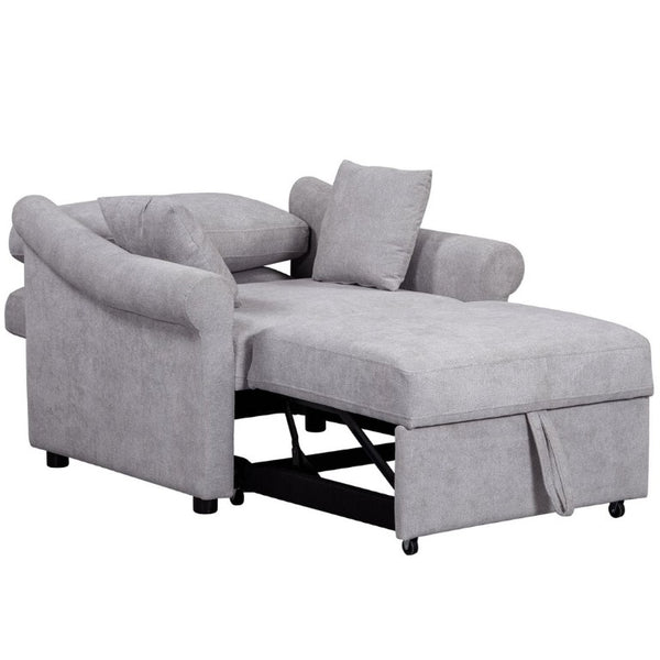 English Elm Chenille Convertible Sleeper Chair Adjustable Backrest Pull Out Single Bed Studio BS701P468429E
