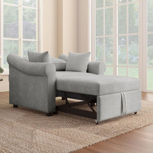 English Elm Chenille Convertible Sleeper Chair Adjustable Backrest Pull Out Single Bed Studio BS701P468429E