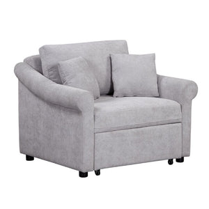 English Elm Chenille Convertible Sleeper Chair Adjustable Backrest Pull Out Single Bed Studio BS701P468429E