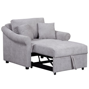 English Elm Chenille Convertible Sleeper Chair Adjustable Backrest Pull Out Single Bed Studio BS701P468429E