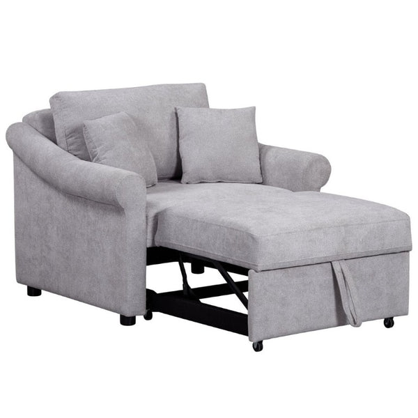 English Elm Chenille Convertible Sleeper Chair Adjustable Backrest Pull Out Single Bed Studio BS701P468429E