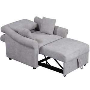 English Elm Chenille Convertible Sleeper Chair Adjustable Backrest Pull Out Single Bed Studio BS701P468429E