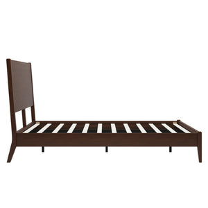 English Elm Mid-Century Danish Solid Bamboo Sleigh Bed Frame with Slat Support No Box Spring Queen BS701P469055Q