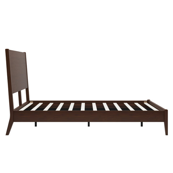 English Elm Mid-Century Danish Solid Bamboo Sleigh Bed Frame with Slat Support No Box Spring Queen BS701P469055Q
