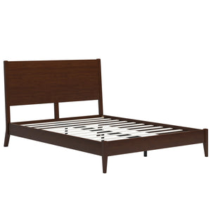 English Elm Mid-Century Danish Solid Bamboo Sleigh Bed Frame with Slat Support No Box Spring Queen BS701P469055Q