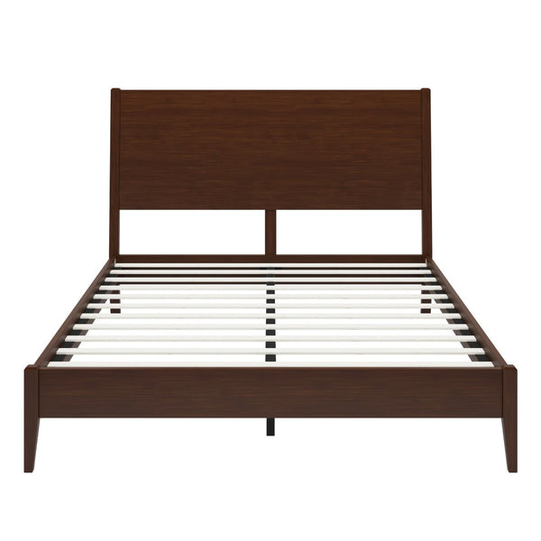 English Elm Mid-Century Danish Solid Bamboo Sleigh Bed Frame with Slat Support No Box Spring Queen BS701P469055Q