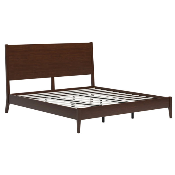 English Elm Mid-Century Danish Solid Bamboo Sleigh Bed Frame with Slat Support No Box Spring Queen BS701P469055Q