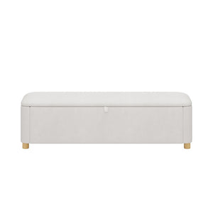 English Elm 2-Piece Queen Velvet Wingback Platform Bed and Storage Ottoman Bench Bedroom Set Cream BS701P498618C