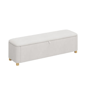 English Elm 2-Piece Queen Velvet Wingback Platform Bed and Storage Ottoman Bench Bedroom Set Cream BS701P498618C