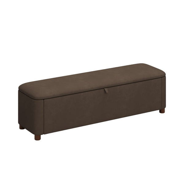 English Elm 2-Piece Queen Velvet Wingback Platform Bed and Storage Ottoman Bench Bedroom Set Dark Brown BS701P498618D