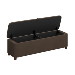 English Elm 2-Piece Queen Velvet Wingback Platform Bed and Storage Ottoman Bench Bedroom Set Dark Brown BS701P498618D