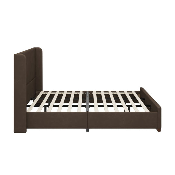 English Elm 2-Piece King Velvet Platform Bed with Wingback Headboard and Matching Storage Bench BS701P499000D