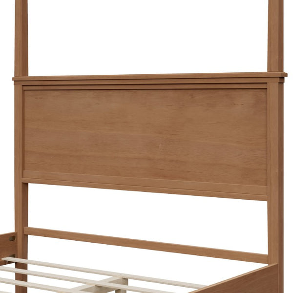 English Elm Mid-Century Queen Canopy Bed Solid Pine Four Poster Frame Seadrift Farmhouse Aesthetic BS701P544596S