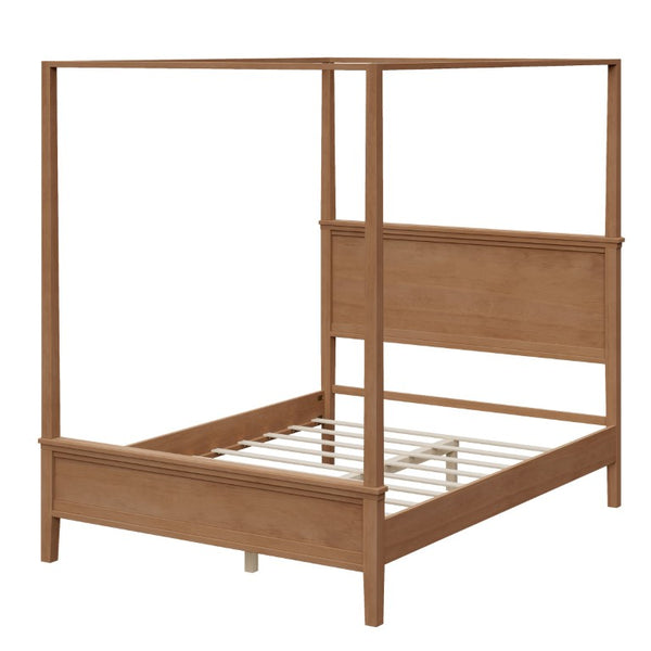 English Elm Mid-Century Queen Canopy Bed Solid Pine Four Poster Frame Seadrift Farmhouse Aesthetic BS701P544596S
