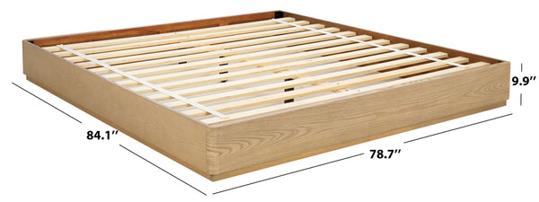 Safavieh Decarla Wood Bed Frame - Sustainable Style Meets Timeless Charm In A Robust And Elegant Design Natural Wood Bsc2001a-k-3bx