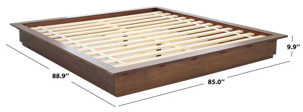 Safavieh Celesia Wood Bed Frame - Elegant Walnut Design For Ultimate Comfort And Timeless Bedroom Style Walnut Wood Bsc2002b-k-3bx