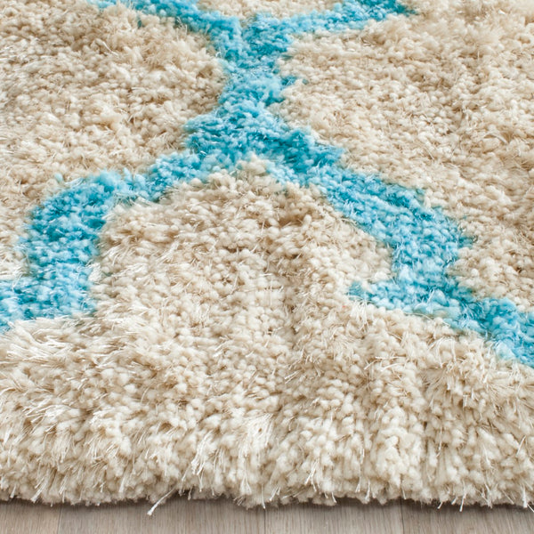 Safavieh Barcelona Shag 319 Hand Tufted  Rug Cream / Blue BSG319K-2