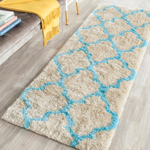 Safavieh Barcelona Shag 319 Hand Tufted  Rug Cream / Blue BSG319K-2