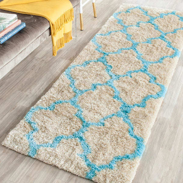 Safavieh Barcelona Shag 319 Hand Tufted  Rug Cream / Blue BSG319K-2