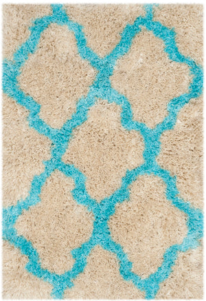 Safavieh Barcelona Shag 319 Hand Tufted  Rug Cream / Blue BSG319K-2