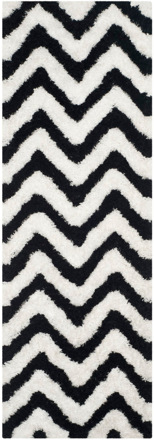 Safavieh Barcelona Shag 320 Hand Tufted  Rug Ivory / Black BSG320C-2