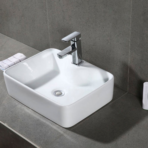 Safavieh FEN Porcelain Ceramic Vessel Sink - Modern 19-Inch Rectangular Design for Elegant Bathrooms & Vanities BSK5400A