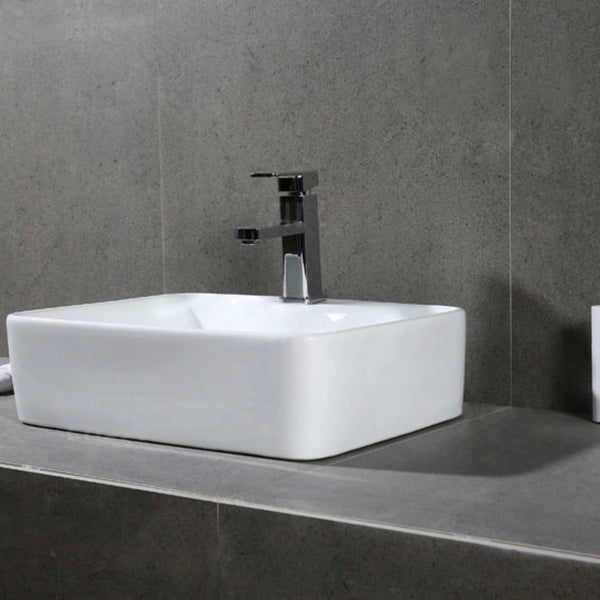 Safavieh FEN Porcelain Ceramic Vessel Sink - Modern 19-Inch Rectangular Design for Elegant Bathrooms & Vanities BSK5400A