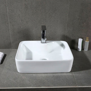 Safavieh FEN Porcelain Ceramic Vessel Sink - Modern 19-Inch Rectangular Design for Elegant Bathrooms & Vanities BSK5400A