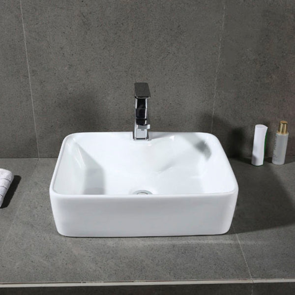 Safavieh FEN Porcelain Ceramic Vessel Sink - Modern 19-Inch Rectangular Design for Elegant Bathrooms & Vanities BSK5400A