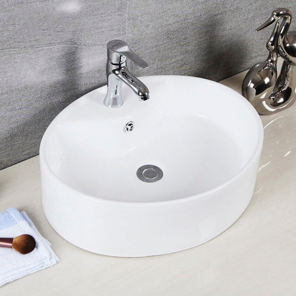 Safavieh BROOK Porcelain Vessel Sink - Elegant 20" Oval Design with Overflow Drain for Modern Bathrooms BSK5401A