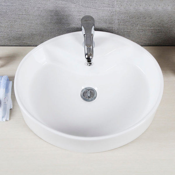 Safavieh BROOK Porcelain Vessel Sink - Elegant 20" Oval Design with Overflow Drain for Modern Bathrooms BSK5401A
