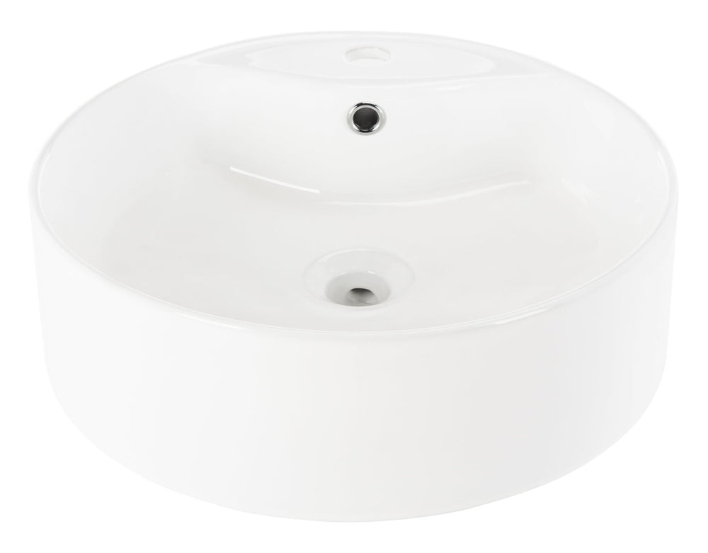 Safavieh MIRA Porcelain Ceramic Round Vessel Sink - 18" Bathroom Sink with Overflow Drain & Easy Clean Finish BSK5402A