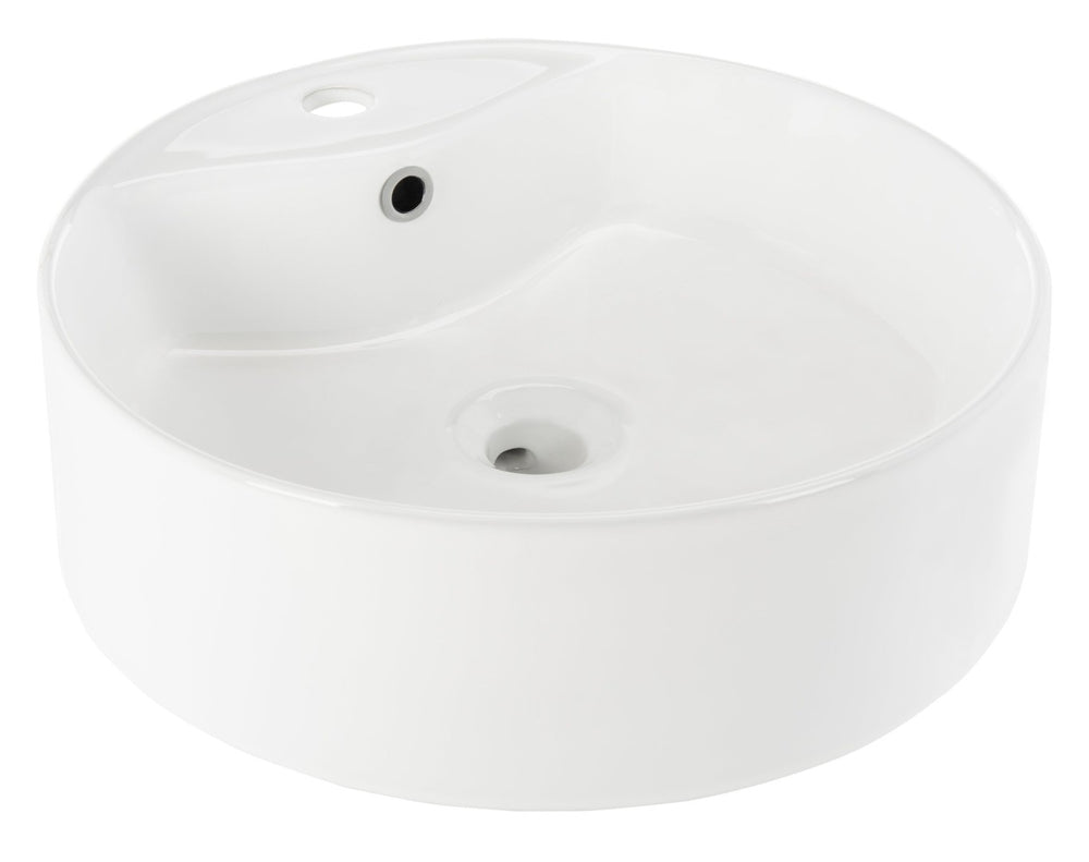 Safavieh MIRA Porcelain Ceramic Round Vessel Sink - 18" Bathroom Sink with Overflow Drain & Easy Clean Finish BSK5402A