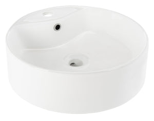 Safavieh MIRA Porcelain Ceramic Round Vessel Sink - 18" Bathroom Sink with Overflow Drain & Easy Clean Finish BSK5402A