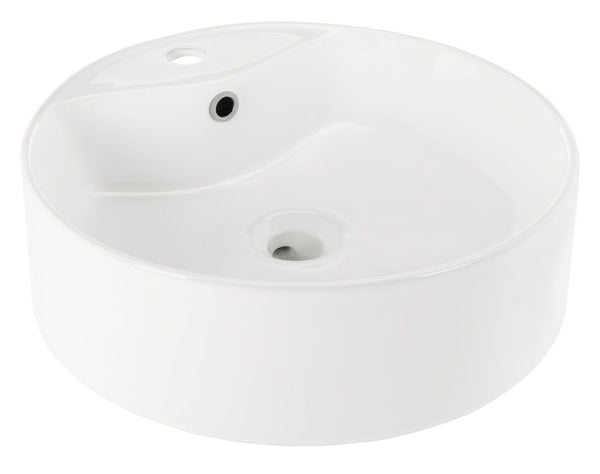 Safavieh MIRA Porcelain Ceramic Round Vessel Sink - 18" Bathroom Sink with Overflow Drain & Easy Clean Finish BSK5402A