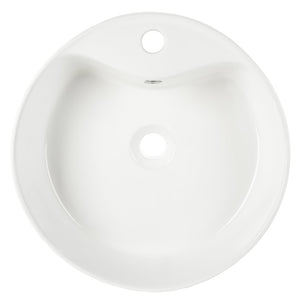 Safavieh MIRA Porcelain Ceramic Round Vessel Sink - 18" Bathroom Sink with Overflow Drain & Easy Clean Finish BSK5402A