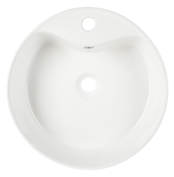 Safavieh MIRA Porcelain Ceramic Round Vessel Sink - 18" Bathroom Sink with Overflow Drain & Easy Clean Finish BSK5402A