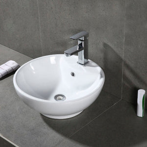 Safavieh KAI Porcelain Ceramic Round Vessel Sink – Elegant 20" Bathroom Sink with Overflow Drain & Durability BSK5403A