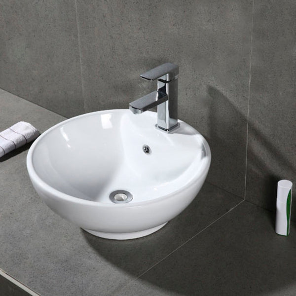 Safavieh KAI Porcelain Ceramic Round Vessel Sink – Elegant 20" Bathroom Sink with Overflow Drain & Durability BSK5403A
