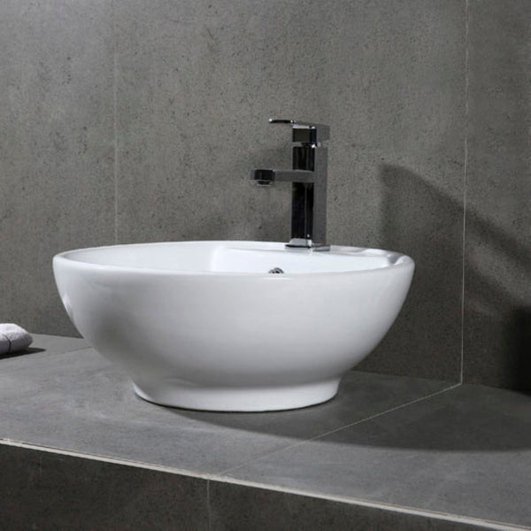 Safavieh KAI Porcelain Ceramic Round Vessel Sink – Elegant 20" Bathroom Sink with Overflow Drain & Durability BSK5403A