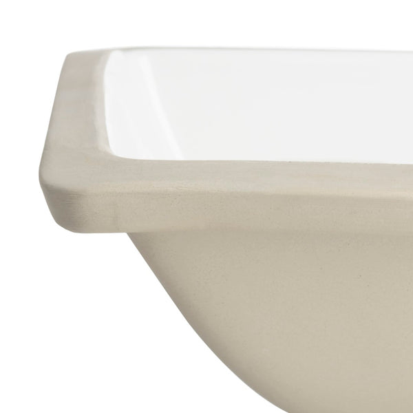 Safavieh SEATON Porcelain Ceramic 18.5" Rectangular Undermount Bathroom Sink with Overflow Drain – Elegant Design! BSK5405A