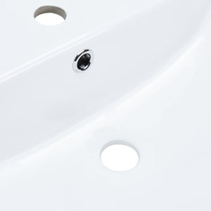 Safavieh LEVIN Ceramic Drop-In Bathroom Sink – Modern White Glaze, Spacious Basin, 3-Hole Faucet Flexibility BSK5420A