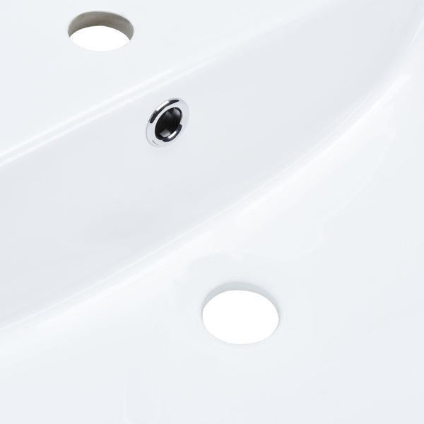 Safavieh LEVIN Ceramic Drop-In Bathroom Sink – Modern White Glaze, Spacious Basin, 3-Hole Faucet Flexibility BSK5420A