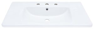 Safavieh LEVIN Ceramic Drop-In Bathroom Sink – Modern White Glaze, Spacious Basin, 3-Hole Faucet Flexibility BSK5420A