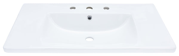 Safavieh LEVIN Ceramic Drop-In Bathroom Sink – Modern White Glaze, Spacious Basin, 3-Hole Faucet Flexibility BSK5420A