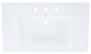 Safavieh LEVIN Ceramic Drop-In Bathroom Sink – Modern White Glaze, Spacious Basin, 3-Hole Faucet Flexibility BSK5420A