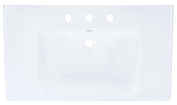 Safavieh LEVIN Ceramic Drop-In Bathroom Sink – Modern White Glaze, Spacious Basin, 3-Hole Faucet Flexibility BSK5420A