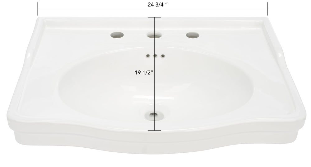 Safavieh Faris 24-inch Square Bathroom Sink Basin With Three Holes - Elegant White Pedestal Design For Your Home White  Bsk5422a